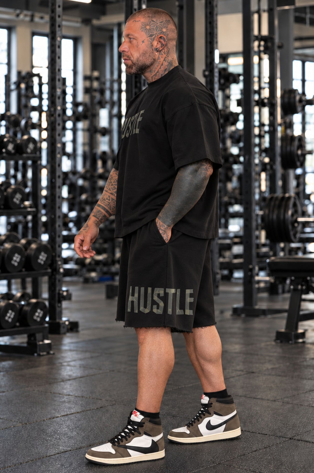 Golden Era This is War Black Oversized Shorts