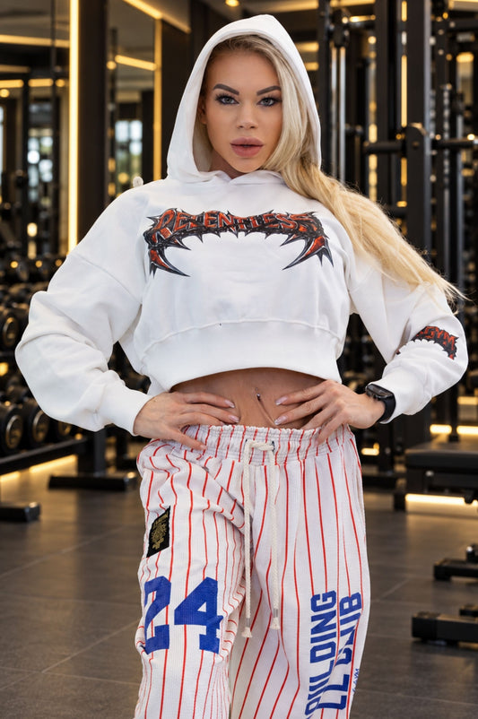 Relentless Metallic Oversized Cropped Hoodie