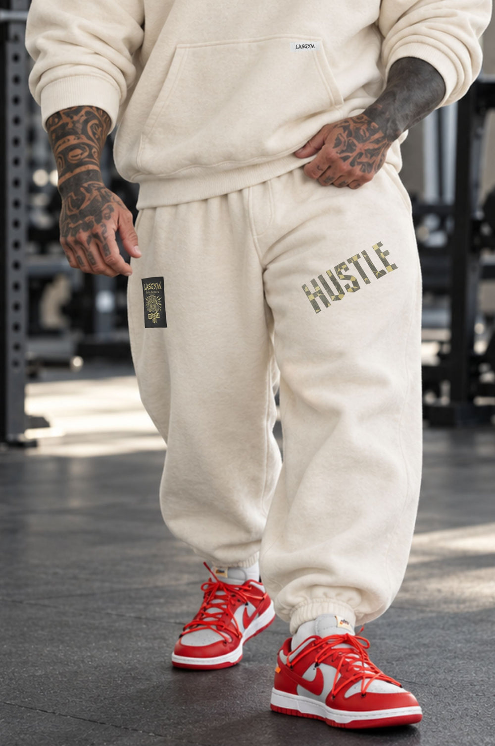 Pantalone Over Man Premium Hustle Oblique Tape Wht