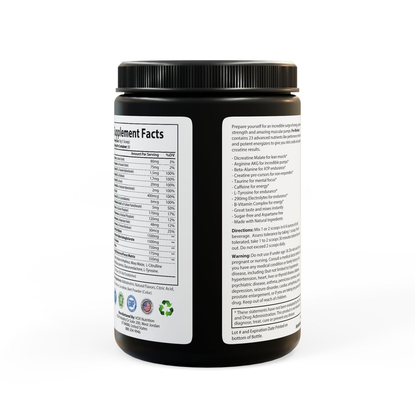 Lasgym® Pre-Workout Supplement, Watermelon (300g, 10.58oz)