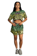 CROP T-SHIRTS KENDALL GREEN ZEBRA 