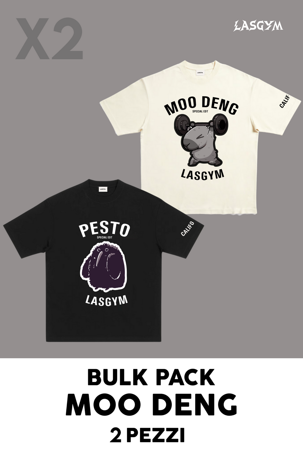 Bulk Pack 1 T-SHIRT OVERSIZE MOO DENG LIMITED  + 1 T-SHIRT OVERSIZE PESTO LIMITED