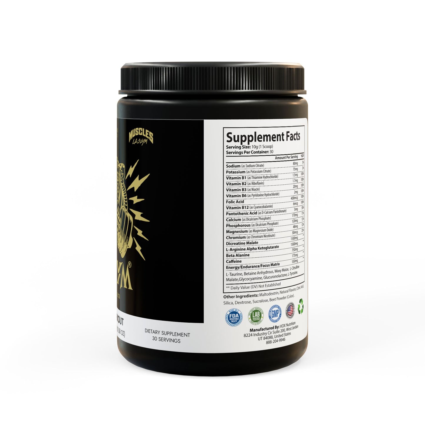 Lasgym® Pre-Workout Supplement, Watermelon (300g, 10.58oz)