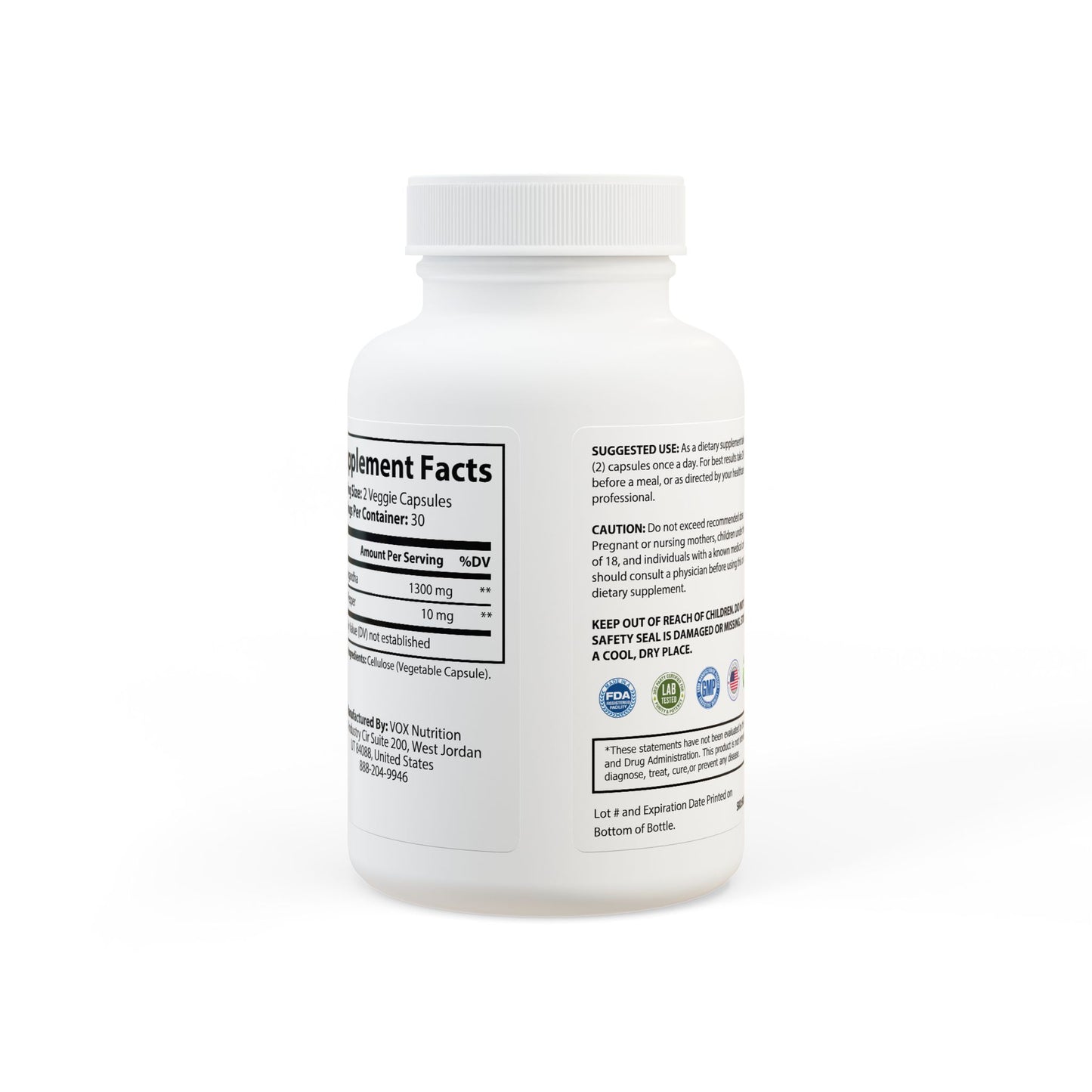 Lasgym® Ashwagandha and Black Pepper Supplement (60 capsules)