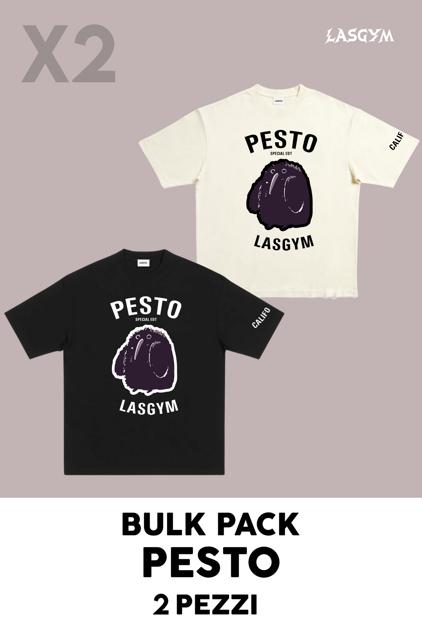 Bulk Pack 2 CAMISETA OVERSIZE PESTO ESPECIAL EDT. LASGYM UNISEX