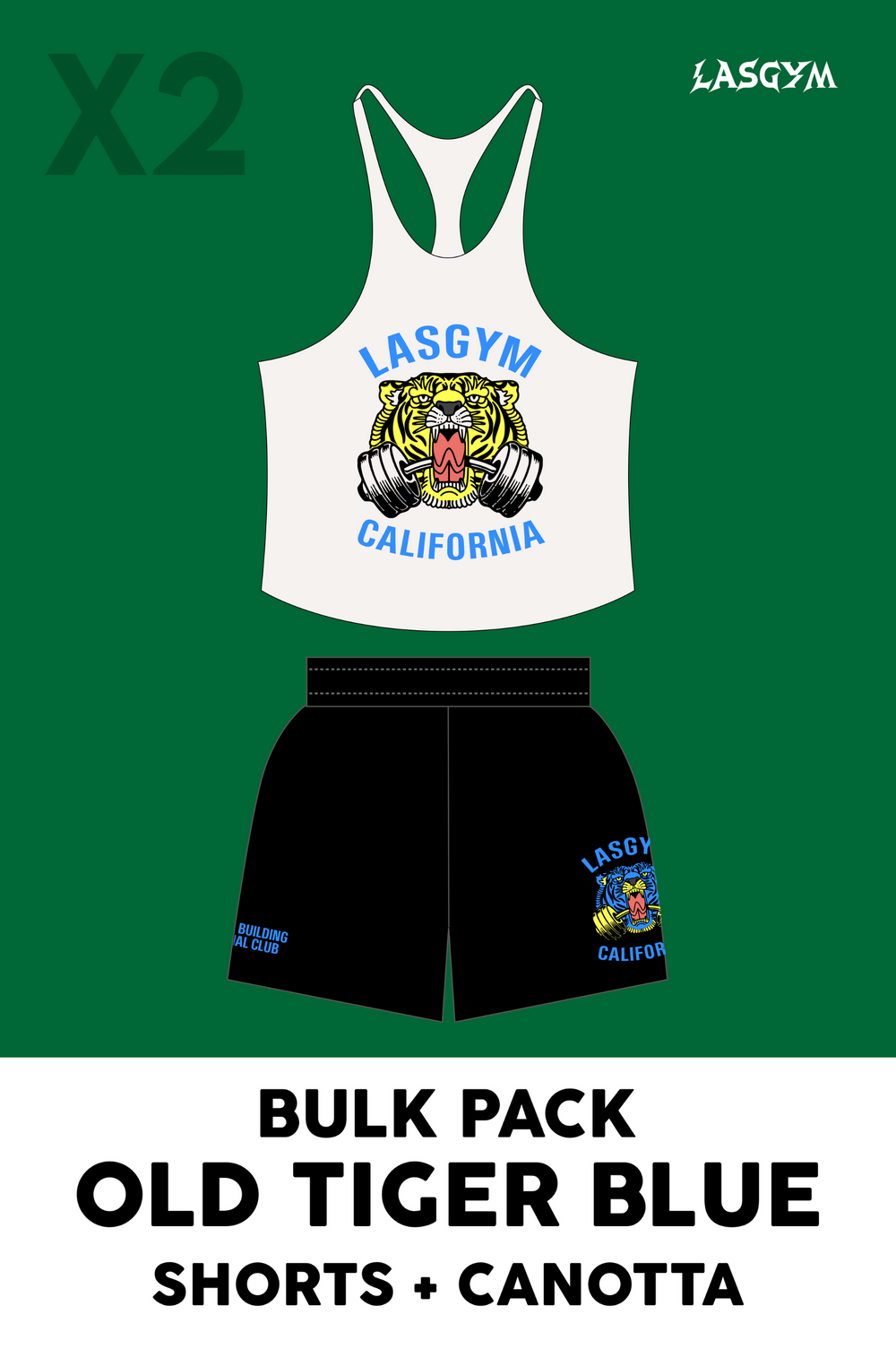 Bulk Pack 1 TANK TOP + 1 SHORT OLD TIGER AZUL