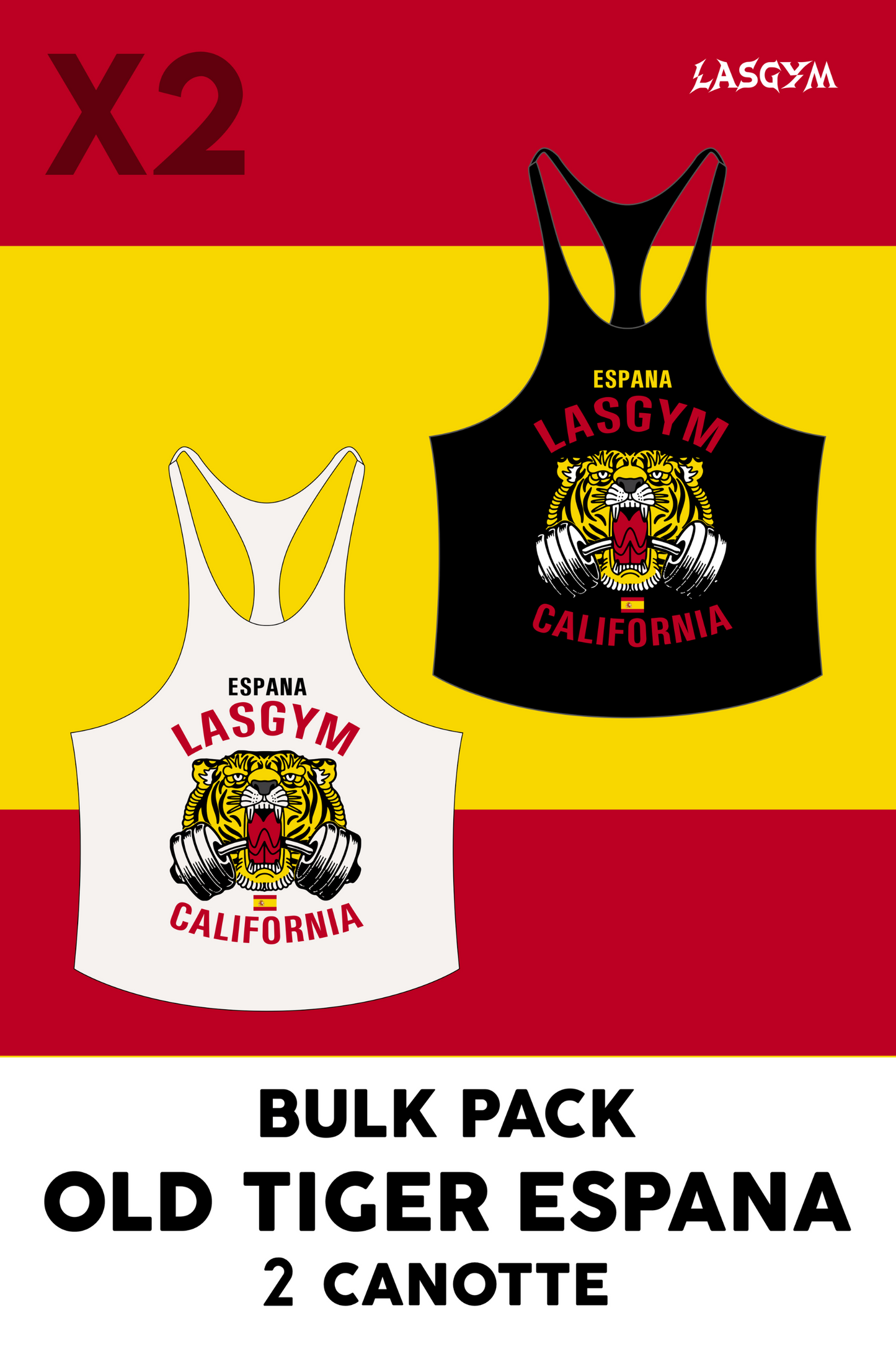 Bulk Pack 2 CAMISETAS DE TIRANTES OLD TIGER NACIONES ESPANA