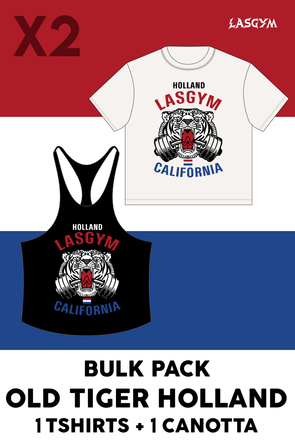 Bulk Pack 1 CAMISETA OVERSIZE + 1 CAMISETA DE TIRANTES HOLANDA DE OLD TIGER NACIONES