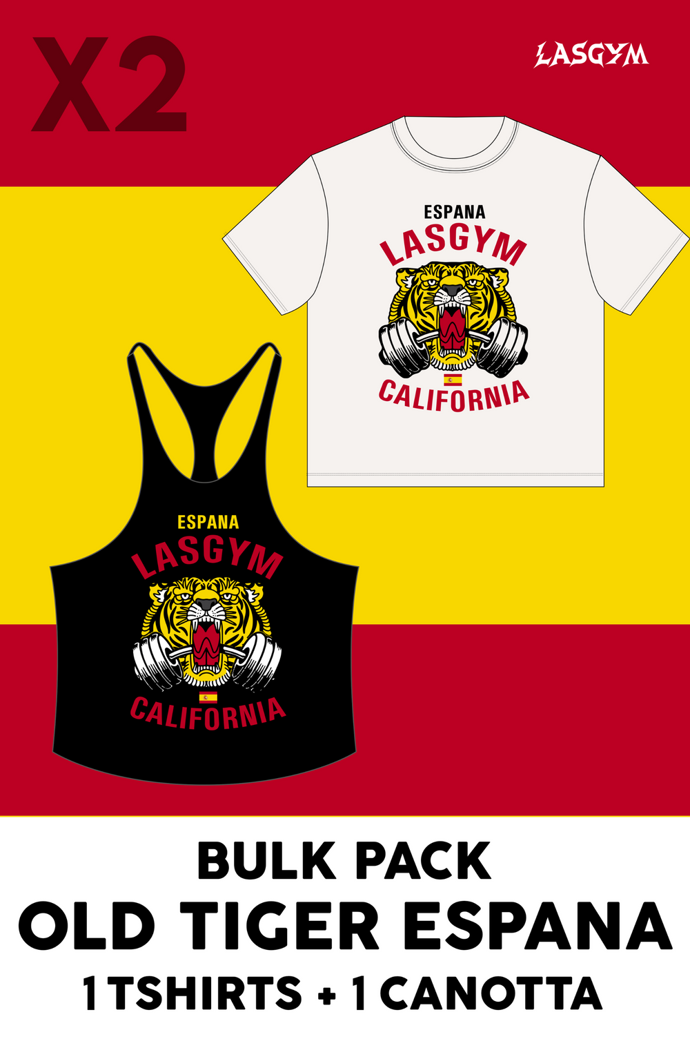 Bulk Pack 1 CAMISETA OVERSIZE + 1 TANK TOP OLD TIGER NACIONES ESPANA