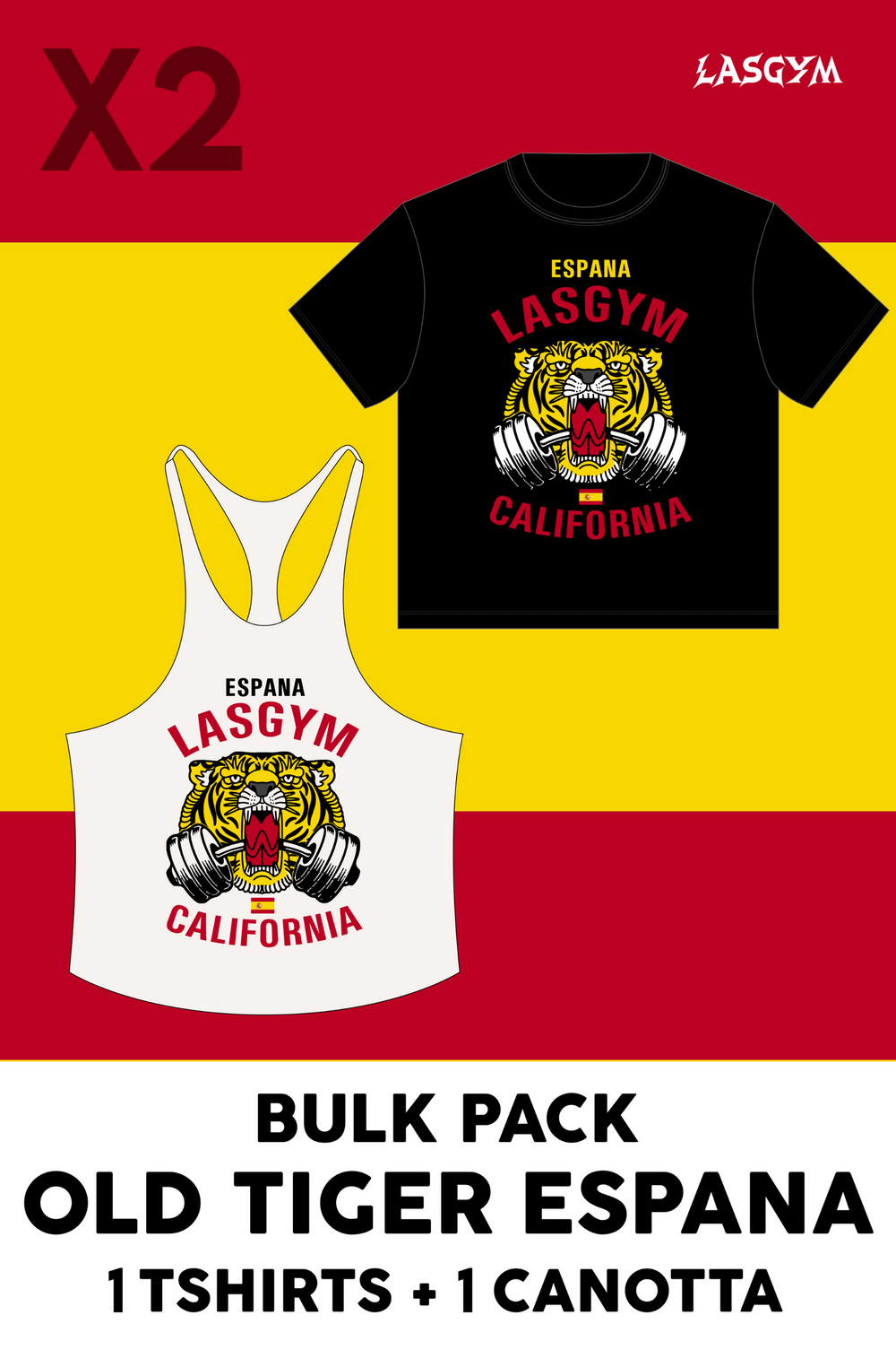 Bulk Pack 1 CAMISETA OVERSIZE + 1 TANK TOP OLD TIGER NACIONES ESPANA