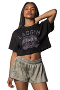 T-shirt Crop Tiger Crystal Nera