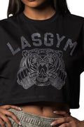 T-shirt Crop Tiger Crystal Nera