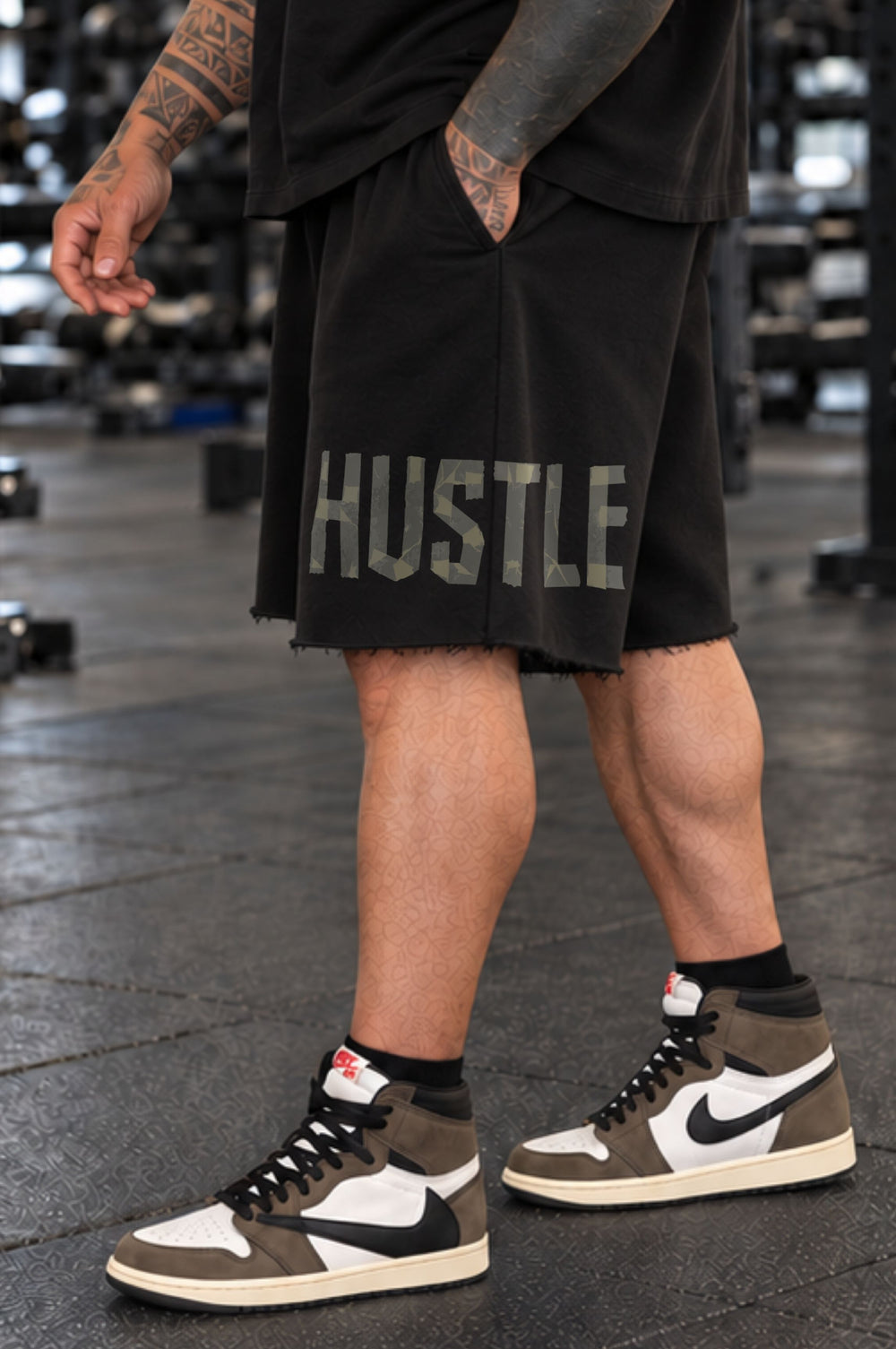 Golden Era This is War Black Oversized Shorts