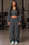 Relentless Metallic Oversized Cropped Hoodie
