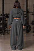 Relentless Metallic Oversized Cropped Hoodie