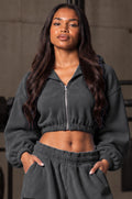 Relentless Metallic Oversized Cropped Hoodie