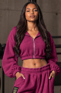 Jackets Over Crop Cappuccio Velluto Lampone