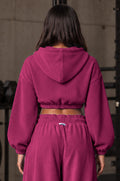 Jackets Over Crop Cappuccio Velluto Lampone