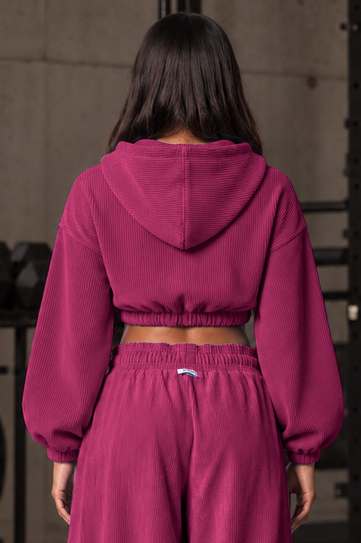 Jackets Over Crop Cappuccio Velluto Lampone