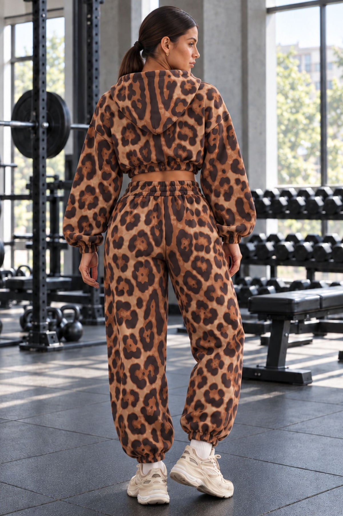 Pantalone Over Felpa Retro Leopard