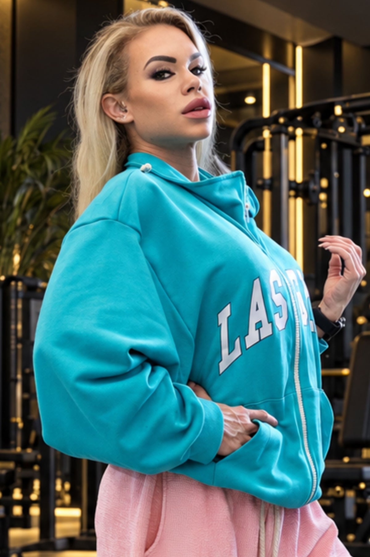 Relentless Metallic Oversized Cropped Hoodie
