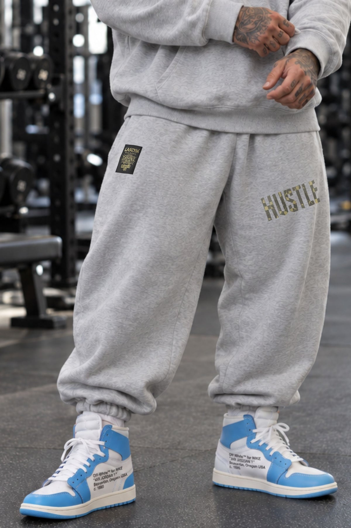 Pantalone Over Man Premium Hustle Oblique Tape Gry