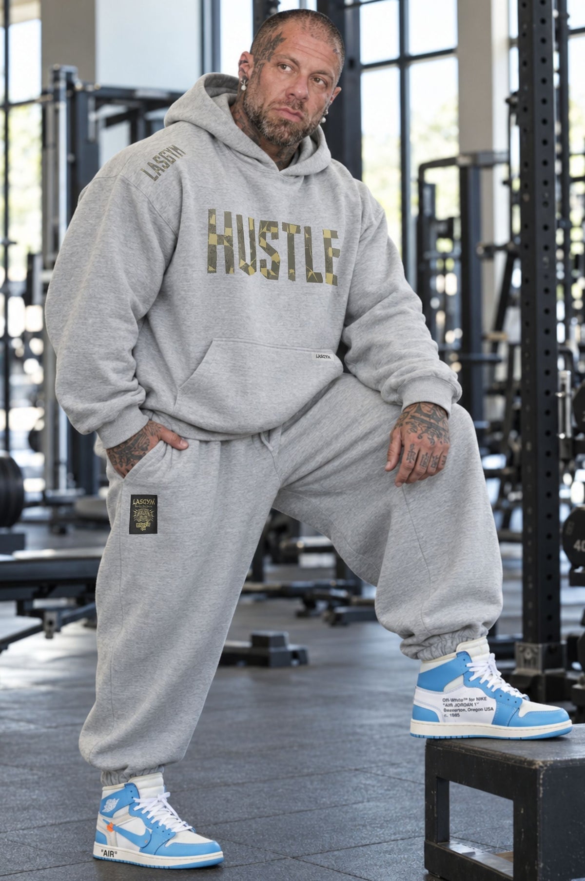 Pantalone Over Man Premium Hustle Oblique Tape Gry