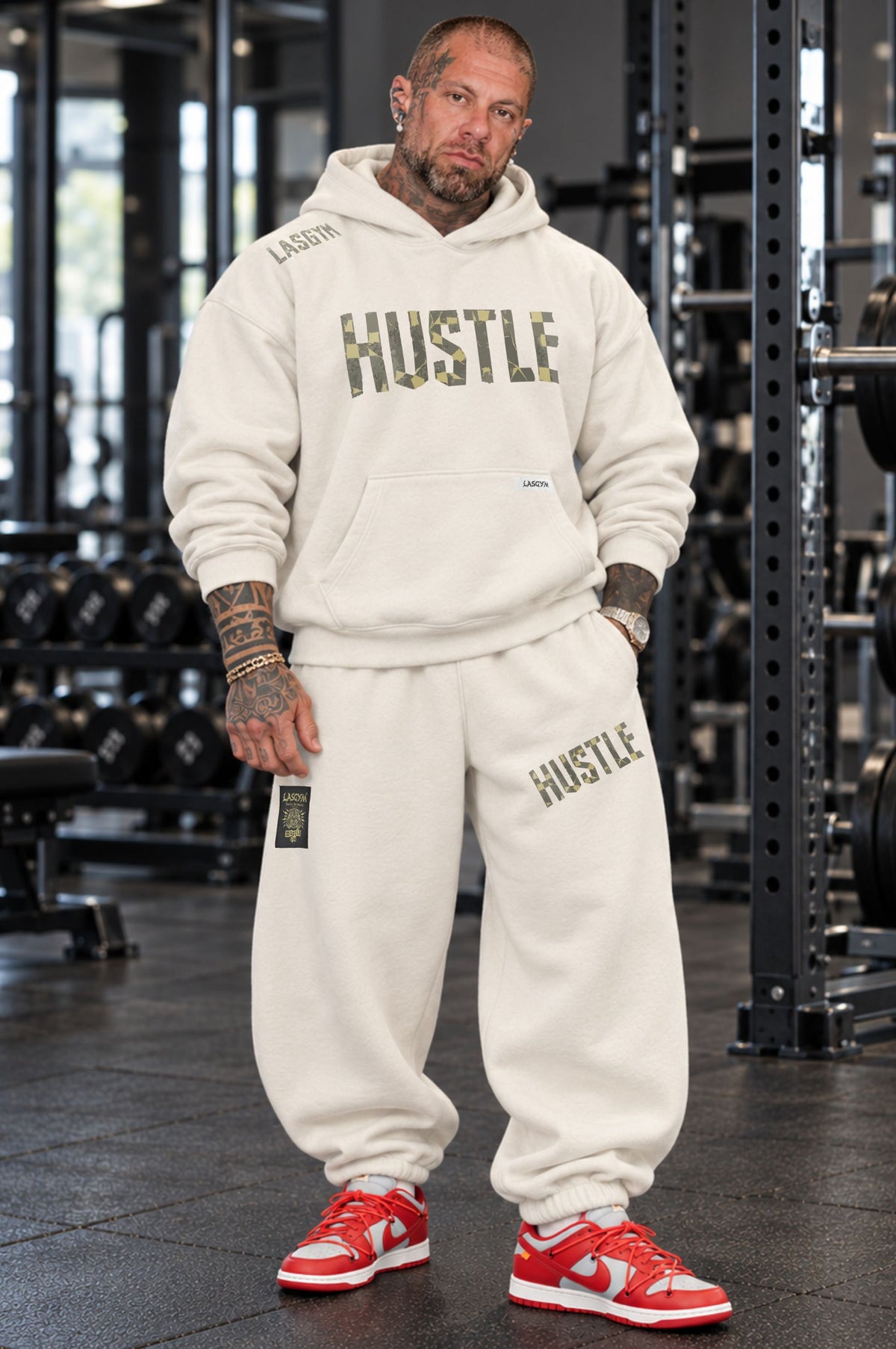 Pantalone Over Man Premium Hustle Oblique Tape Wht