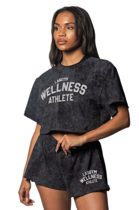 Washed-Effect Your Strong Black Cropped T-shirt